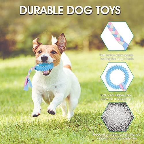 Cobee Puppy Teething Chew Toys, 4 Pcs Interactive Cotton Ropes for Small Dogs, Rubber Chew Toys for Dogs Oral Teeth Soothing