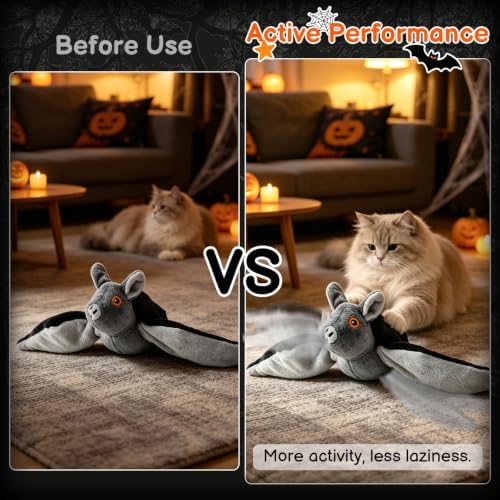 Flying Bat Dog Toy - Flying Bat Toy for Dogs, Flapping Bird Interactive Cat Toy, Mimics Real Soar Motion, Cute Flapping Wings Electric Teasing Cat/Dog Toy, Hanging and Ground Play