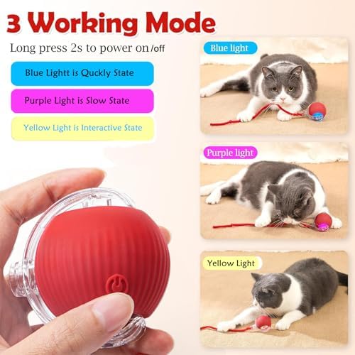 Automatic Interactive Cats Toy Ball for Indoor Rechargeable Self-Rolling