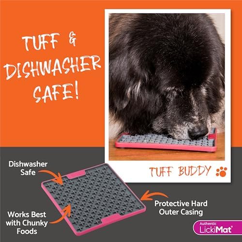 LickiMat Tuff, Heavy-Duty Buddy, Dog Slow Feeder Lick Mat, Boredom Anxiety Reducer; Perfect for Food, Treats, Yogurt, or Peanut Butter, Fun Alternative to a Slow Feed Dog Bowl, Green