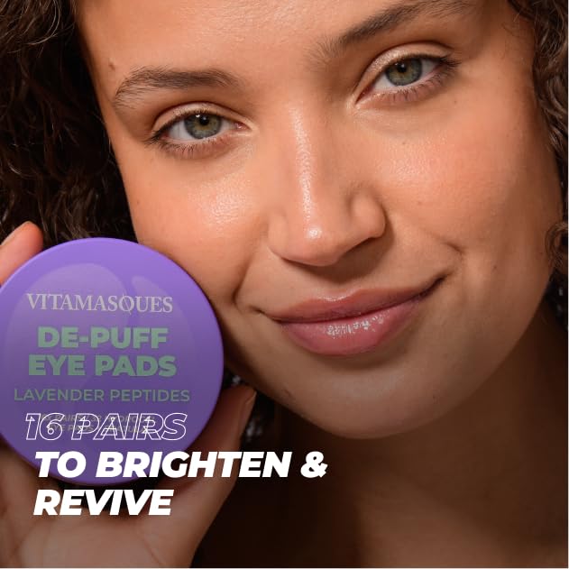 Vitamasques Lavender Hydrogel Eye Pads For Puffy Eyes & Dark Circles - Refresh in 15 minutes - Formulated in Korea - 16 Pairs / 32 HydroGel Eye Pads