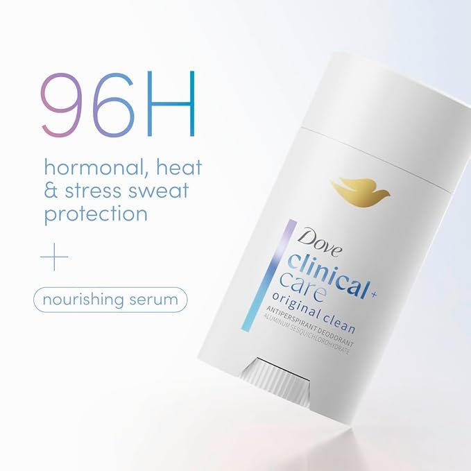 Dove Clinical + Care Antiperspirant Deodorant Invisible Solid Stick for Women Original Clean with Nourishing Serum 2.6 oz