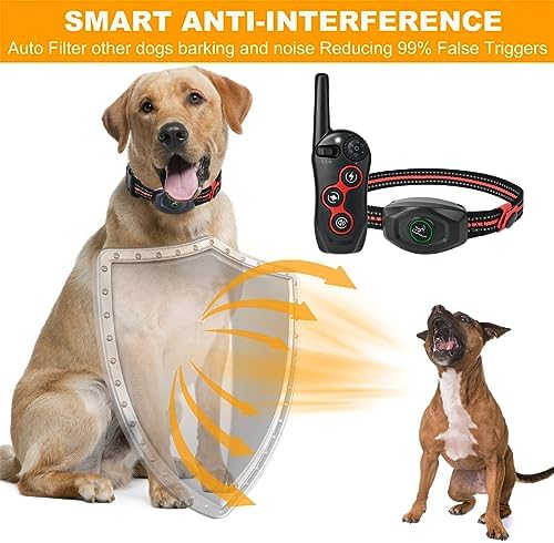 2 in 1 Dog Shock Collar - Bark Collar with Remote, w/3 Remote Training Modes, Beep, Vibration 1300Ft Dog Training Collar for for Small Medium Large Dogs (Red)