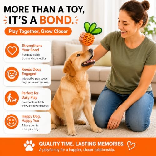 Dog Treat Dispensing Puzzle Toy with Squeaker – Interactive Chew Ball for Small & Medium Dogs, Mental Stimulation & Anxiety Relief (1)