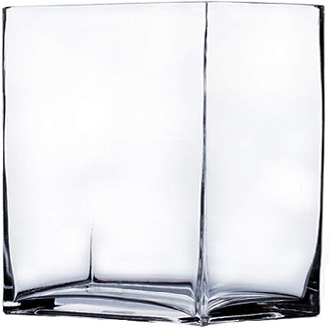WGV Glass Rectangle Block Vase, Width x Length 3" x 4", Height 5",Clear Floral Planter Container Votive Candle Holder Wedding Party Event, Home Office Decor 1 Piece