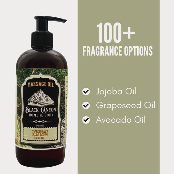 Black Canyon Sweetgrass Cedar & Sage Scented Massage Oil, 12 Oz