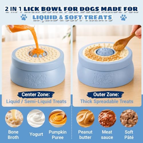 Slow Feeder Dog Bowl with Rolling Ball, Dog Lick Bowl for Puppy & Small Dog