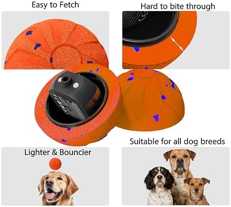 Interactive Pet Toy Ball - Bouncy, Flexible & Durable, Self-Rolling for Indoor Play, IPX7 Waterproof, Active Rolling Ball for Medium Dogs (Orange)