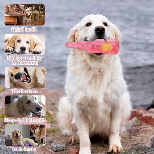 Red Water Bottle Dog Toy for Aggressive Chewers Small Medium Dogs