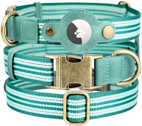 Airtag Dog Collar, Reflective Collar w Airtag Holder for Medium Dogs(Green)