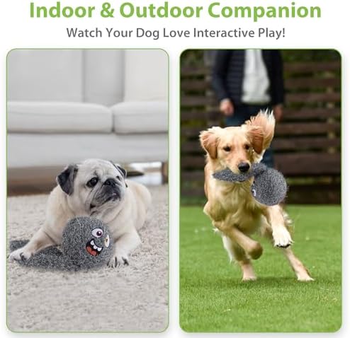 PETGEEK Interactive Dog Ball Toy, Vibrating Dog Ball with Music and Recording, Enrichment Toys for Dogs to Keep Them Busy, USB-C Rechargeable Squeaky Toys for Small/Medium/Large Dogs(Gray)