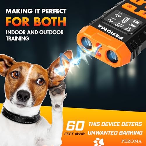 Dog Bark Deterrent Device, 5 Training Modes with Sonic/Max/Beep, Red Light & Night Flashlight, 60FT Ultrasonic Anti Barking Control – Safe, Humane, Rechargeable Indoor/Outdoor Bark Trainer for Dogs