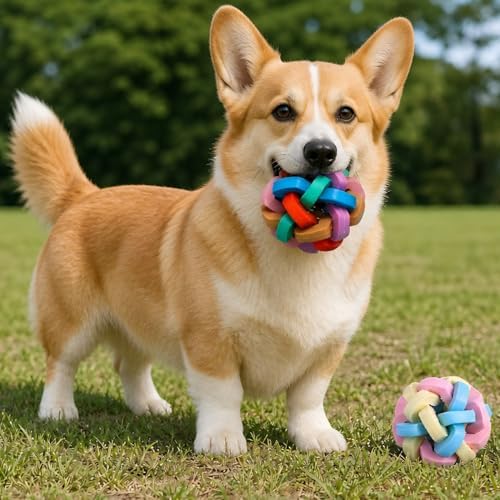 2PCS pet Bell Ball Toy,Suitable for Dogs, Cats, and Other Animals. Safe and Durable, bite-Resistant Design, Promotes Activity, an Essential Daily Plaything for Pets. (Multi-coloredulti-colored)