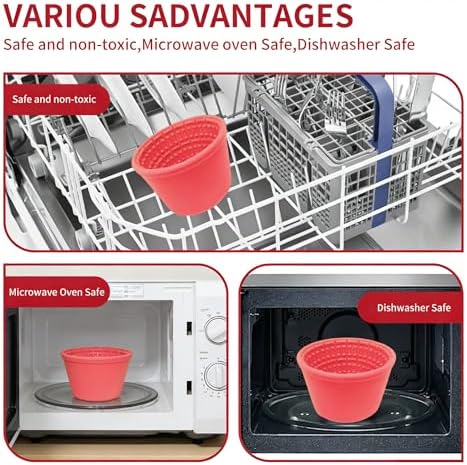 Large Silicone Dog Bowls,Non-Slip Dog Licking Treat Dispenser,Anxiety Relief Slow Feeder Treat Dispenser, Slow Feeder Bowls for Small Medium Large Breed Dogs,BPA Free Silicone(red-4cup).