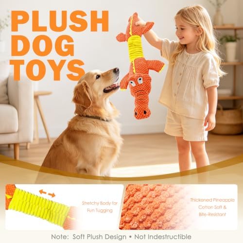 WOWBALA Crocodile Squeaky Dog Toys for Puppy, Small and Medium Breed