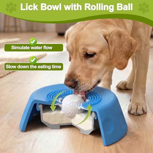 Slow Feeder Dog Lick Sphere Bowl, Non-Slip Lick Toy for Liquid Treat | Premium Durable Material With Large Capacity, Perfect Interactive Toy To Calm Dogs During Daily Feeding