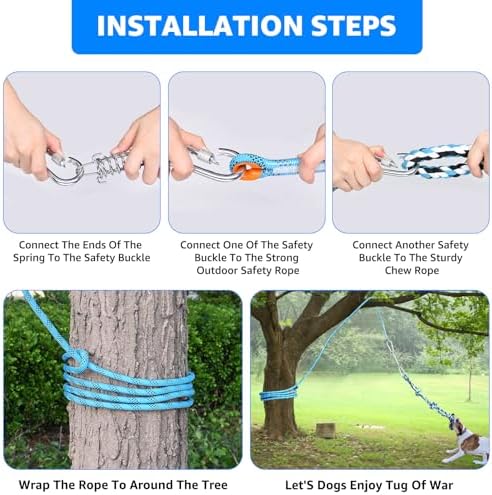 LOOBANI Spring Pole Toy for Pitbull: Bungee Tug War Toys，Blue