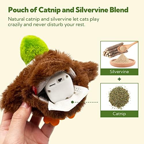 Flapping Cat Toy, Motion Activated Duck with Catnip, 3 Modes & USB Rechargeable, Machine Washable Interactive Toy for Indoor Cats