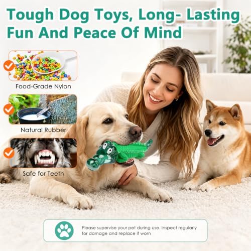 Fuufome Alligator Dog Toys for Aggressive Chewers,Medium Large Breed Dogs