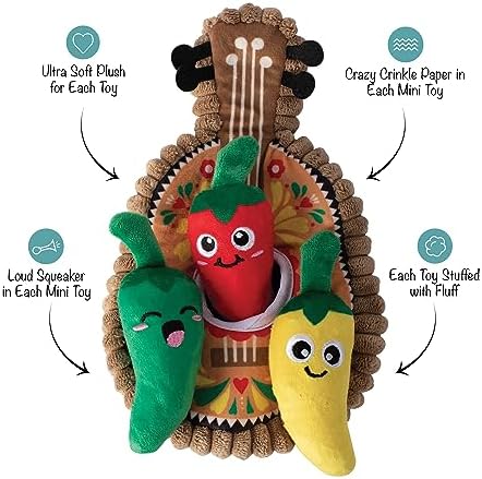 Fringe Studio Plush Dog Toy Set, Interactive Hide and Seek Play, Fiesta Till You Siesta, Pet Shop Collection (289226)