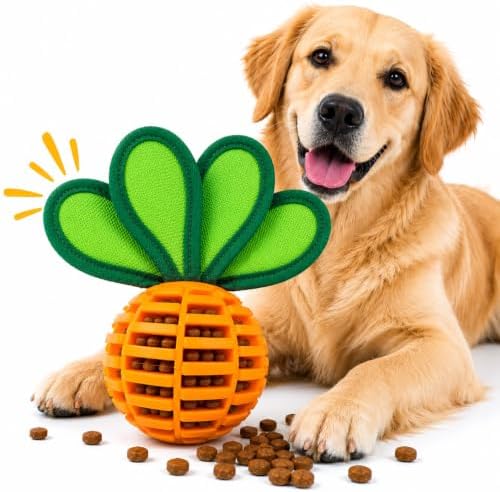 Dog Treat Dispensing Puzzle Toy with Squeaker – Interactive Chew Ball for Small & Medium Dogs, Mental Stimulation & Anxiety Relief (1)