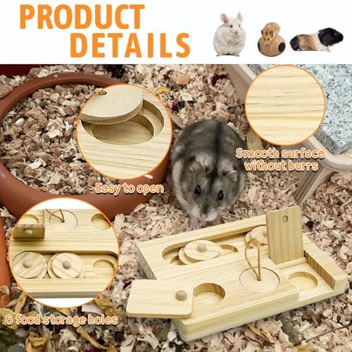 Hamiledyi Guinea Pig Foraging Toys Wooden Rabbit Toys Sniff n' Snack