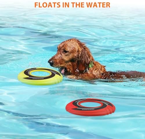 SKIPDAWG Dog Flying Disc Tug Toys 2 Pack, Light Fetch Toy for Outdoor Play