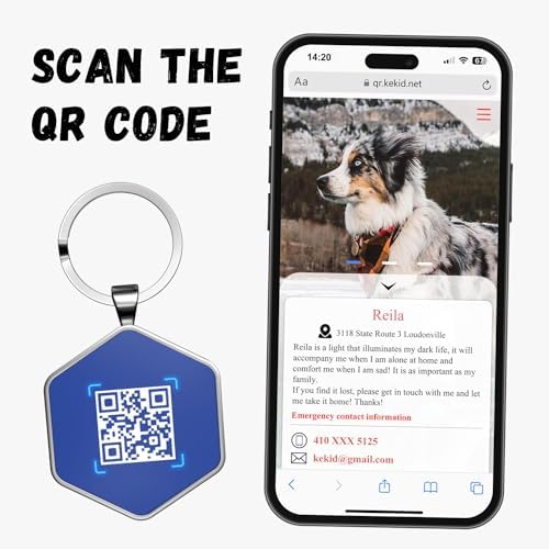 Smart Dog ID Tags, Personalized Pet ID Tags with QR Code, Free Online & Scan QR Receive Instant Location Alert Email
