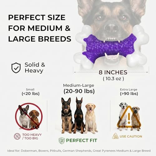 Kseroo Indestructible Dog Toys for Aggressive Chewers: Bacon Flavored Hard Nylon Bone Chew Toys, Tough Dog Chew Toys for Large Dogs, Dog Toys to Keep Them Busy for Medium Large Breed, Purple