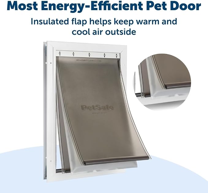 PetSafe Extreme Weather Aluminum Dog Door, 3-Flap Insulated, X-Large | Energy-Efficient, Blocks 3x More Thermal Loss, Reinforced Aluminum Frame, Magnetic Seal on Flap
