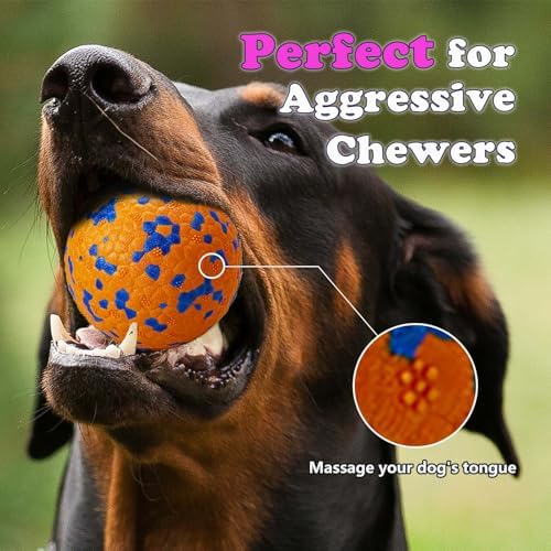 Dog Ball Toys Dog Tennis Ball for Aggressive Chewers Indestructible Bouncy Lightweight Water Toy Fetch Ball for Large Medium and Small Dog