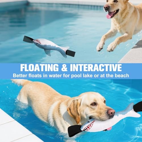 BINGPET Interactive Dog Toys for Small Dogs, Squeaky Dog Chew Toys to Keep Them Busy, Tug of War Puppy Training Toys for Chewers, Small & Medium Dogs, Fetch Lovers, Durable Puppy Necessities, Shark