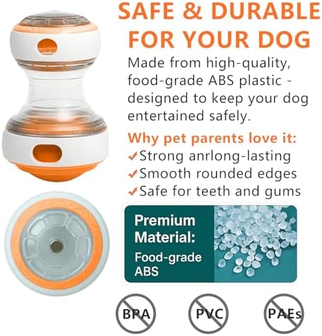 Kalimdor Interactive Dog Puzzle Toys for Boredom, Treat Dispensing Dog Toys, Dogs Enrichment Toy to Keep Them Busy, Treat Dispensing Slow Feeder,Mental Stimulation and Training (Orange)
