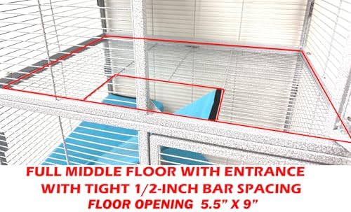 Two Full Story Deluxe Double Unit 4-Tier Chew-Proof Tight 1/2-Inch Bar Spacing Double Durable Front Doors Feisty Ferret Hammock Squirrel Chinchilla Rat Hamster Gerbil Small Animal Critter Rolling Cage
