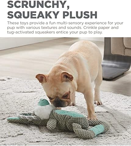 Outward Hound Scrunch Bunch Dog Tug Toy, Bunny, Plush & Squeaky, 16.7" | Multi-Textured, Crinkle & Squeaker Sounds, K9 Tuff Guard, Tug & Fetch, Interactive Play, Tough Chewers, Dogs & Puppies