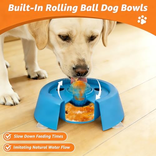 Slow Feeder Dog Bowls,Anti-Splash & Anti-Slip, Interactive Dog Licking Toy for Boredom Relief, Detachable & Durable, Suitable for All Dog Sizes, for Dog Lick Ball Bowl for Wet Food