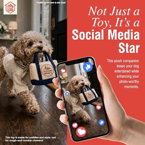 Traderr Woof’s – Luxurious Parody Plush Dog Toy with Squeaker, Premium Fabric, Embroidered Details, Designer-Inspired Chew Toy, Fun Gift for Medium Dogs & Dog Lovers