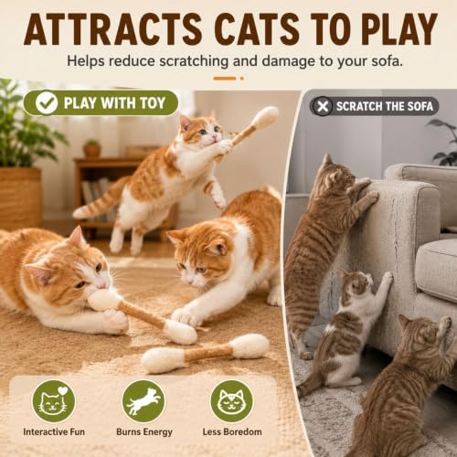 Giant Cotton Swabs Cat Toys with Catnip 1 Pk (XL-Beige*1)