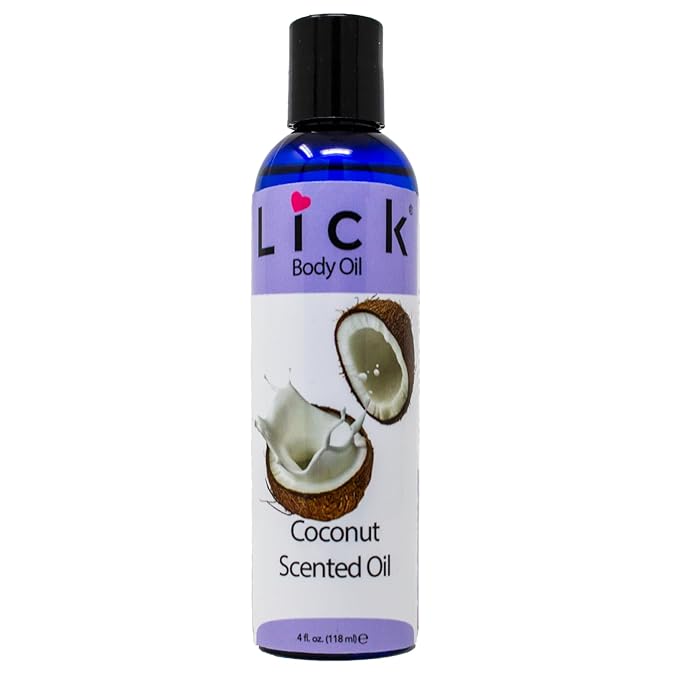 LICK Coconut Tropical Scented Body Oil for Daily Hydration – Lightweight Non-Greasy Formula with Almond Oil & Vitamin E – 4 oz