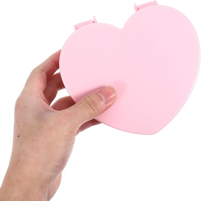 jojofuny Heart Shaped Jewelry Box Double Layer Decorative Storage Case with Mirror Desktop Organizer for Necklace Earrings Rings 5.31 X 5.31 X 2.16 in Gift for Girls