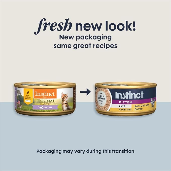 Instinct Original Pate Kitten Wet Cat Food, Grain Free - Real Chicken, 5.5 oz. Cans (Pack of 12) | Rich & creamy pate texture, chicken, salmon & beef liver to support growth, natural DHA for healthy brain and eye development