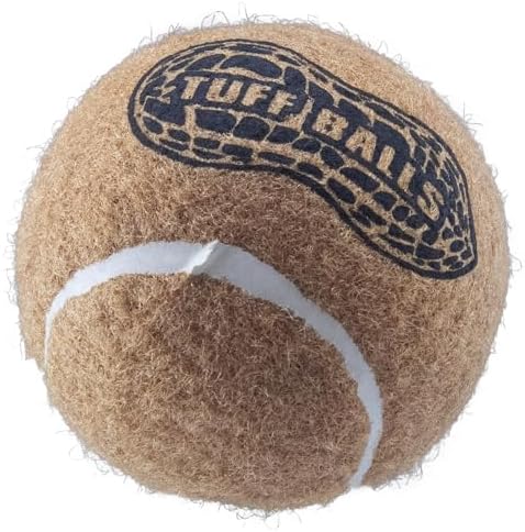 PetSport Junior Peanut Butter Tuff Ball Dog Toys | 6 Pack Jr. (1.8") Pet Safe Felt & Durable Rubber Tennis Balls | Play Fetch, Chuck or Toss at Dog Park