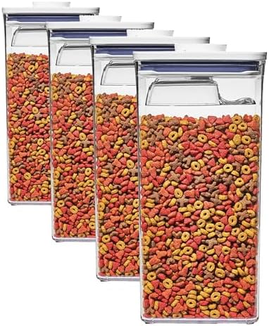 OXO Good Grips Pet Food Container 6.0 Qt | Clear | Airtight Seal | With Half Cup Scoop | Pack of 4
