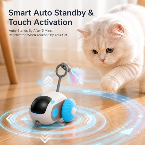 Remote Control Mouse Cat Toy, Smart Interactive Moving Cat Toy Car with Obstacle Avoid, USB Rechargeable Electric Kitten Exercise Toy for Indoor Cats（Blue）