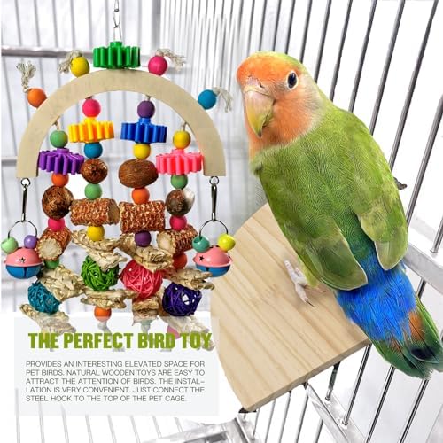 Wooden Parrot Chew Toy, Hanging Foraging Toy for African Grey & Macaw Birds