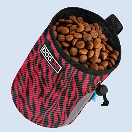 Dogline Dog Treat Pouch: Puppy Training Bag, Pet Kibbles and Snacks Holder, Litter Waste Bags Dispenser with Adjustable Drawstring Closure, Large Capacity with Mesh Pocket, Strong Nylon Material