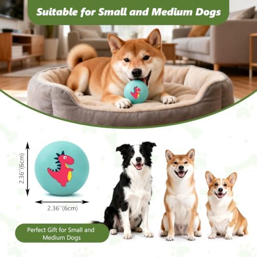 Small Squeaky Balls, [8 Pack] Soft Latex Squeaky Dog Ball Toys, Funny Dinosaur Interactive Dog Balls, Puppy Teething Chew Toys for Mini & Small Dogs (2.4"-Set C)