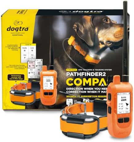 Dogtra PATHFINDER2 Compass Live GPS Dog Tracking & Training System - 9-Mile Range E-Collar Handheld with No Subscription, Offline Maps, GPS Fence, Expandable up to 21 Dogs, for Dogs 35+ lbs