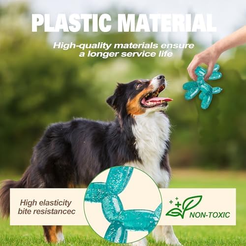 Durable Dog Chew Toy – Balloon Dog Shape, 4.72” for Medium & Large Dogs, Tough Plastic, Interactive Chew Toy for Boredom & Dental Health（Green）