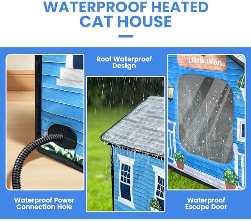 Outdoor Cat House Watherproof,Durable Heated and Igloo Houses for Cats Outside,Dual Escape Door,Insulated,Easy Assembly Safety Outside Pet Shelter in Winter/Summer
